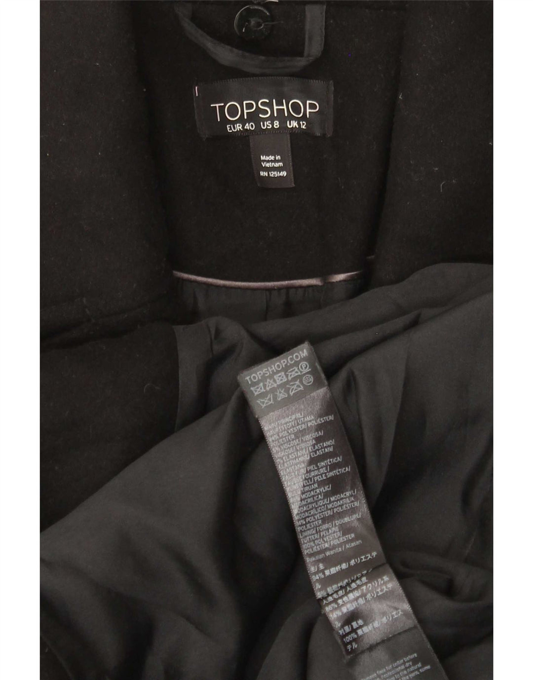 Topshop Женское пальто UK 12, средний черный полиэстер