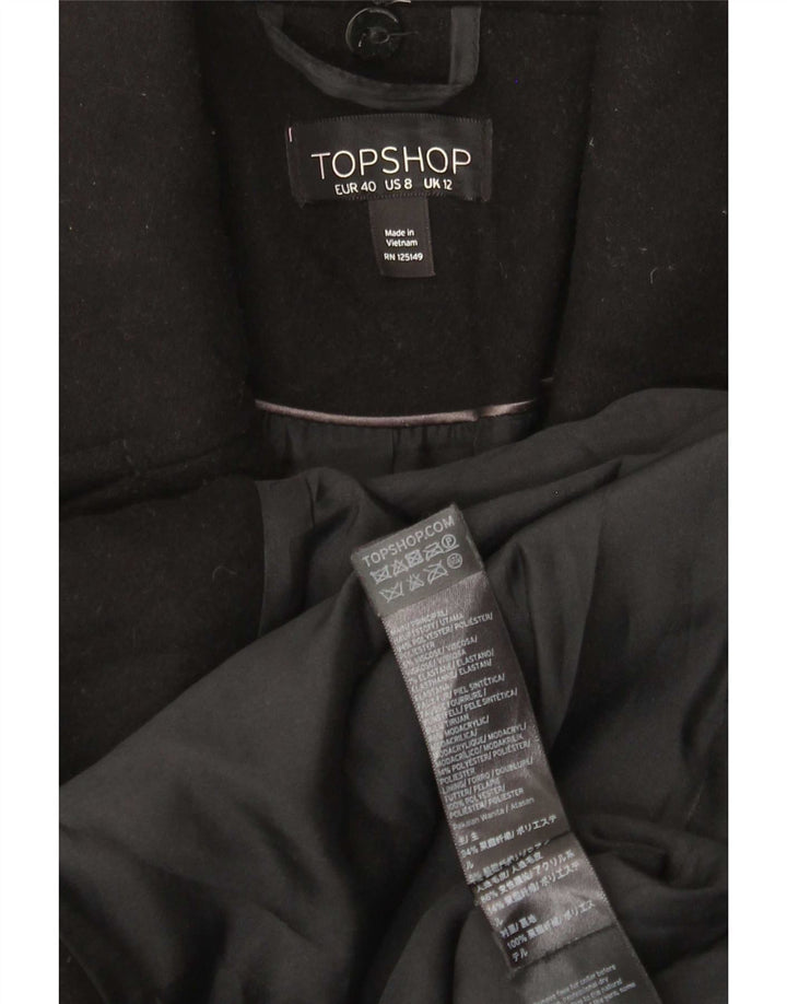 Topshop Женское пальто UK 12, средний черный полиэстер