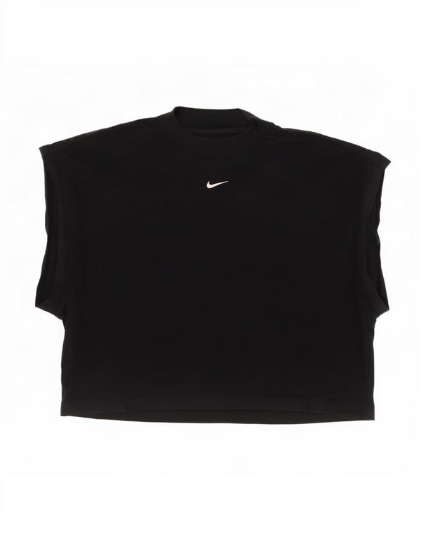 Женская укороченная футболка оверсайз Nike UK 14, средний черный хлопок