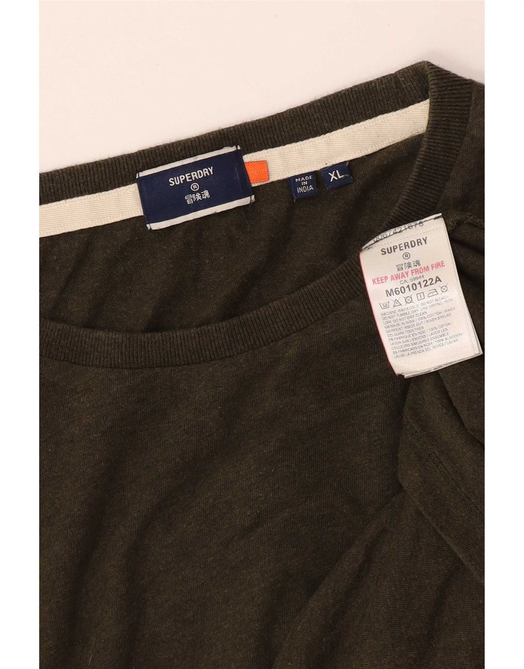 Мужской топ Superdry с длинным рукавом XL, цвет хаки, хлопок
