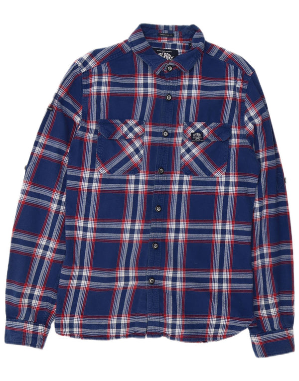 Мужская фланелевая рубашка Superdry, большая темно-синяя клетка, хлопок