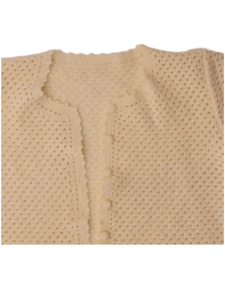 VINTAGE Женский укороченный кардиган с короткими рукавами UK 14 Средний Off Белый