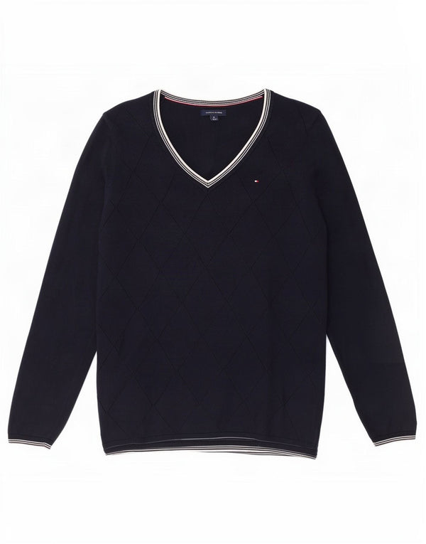 Женский джемпер с v-образным вырезом Tommy Hilfiger UK 12, средний темно-синий