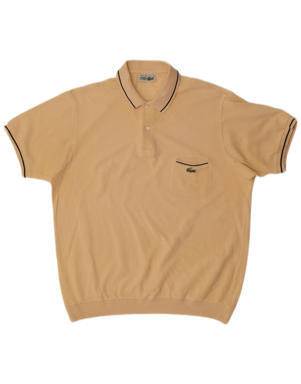 Мужской свитер Lacoste из шерпы с воротником-поло, размер 7, 2XL, желтый в полоску