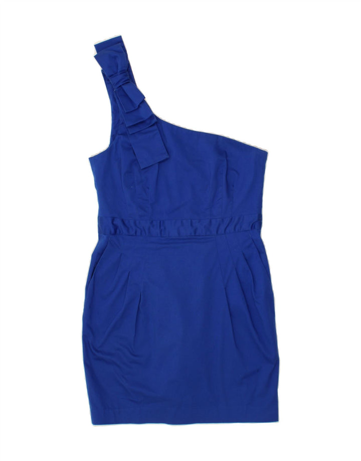 FRENCH CONNECTION Womens One Shoulder Dress UK 14 Medium Navy Blue Cotton Vintage French Connection and Second-Hand French Connection from Messina Hembry 