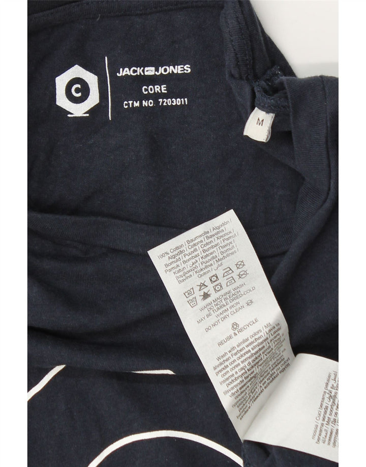 Мужская футболка с рисунком JACK & JONES, топ среднего размера, темно-синий, хлопок