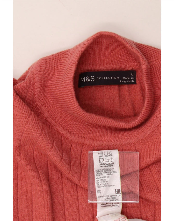 MARKS & SPENCER Womens Turtle Neck Jumper Sweater UK 16 Large Red Viscose Vintage Marks & Spencer and Second-Hand Marks & Spencer from Messina Hembry 
