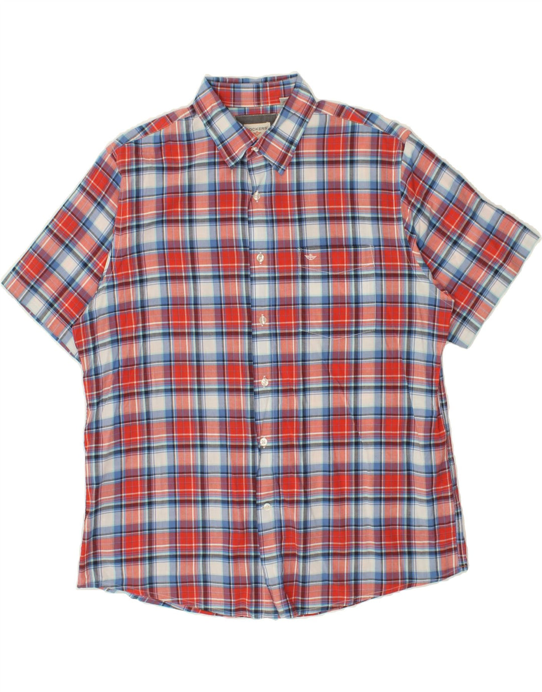 DOCKERS Mens Short Sleeve Shirt Large Red Check Cotton Vintage Dockers and Second-Hand Dockers from Messina Hembry 