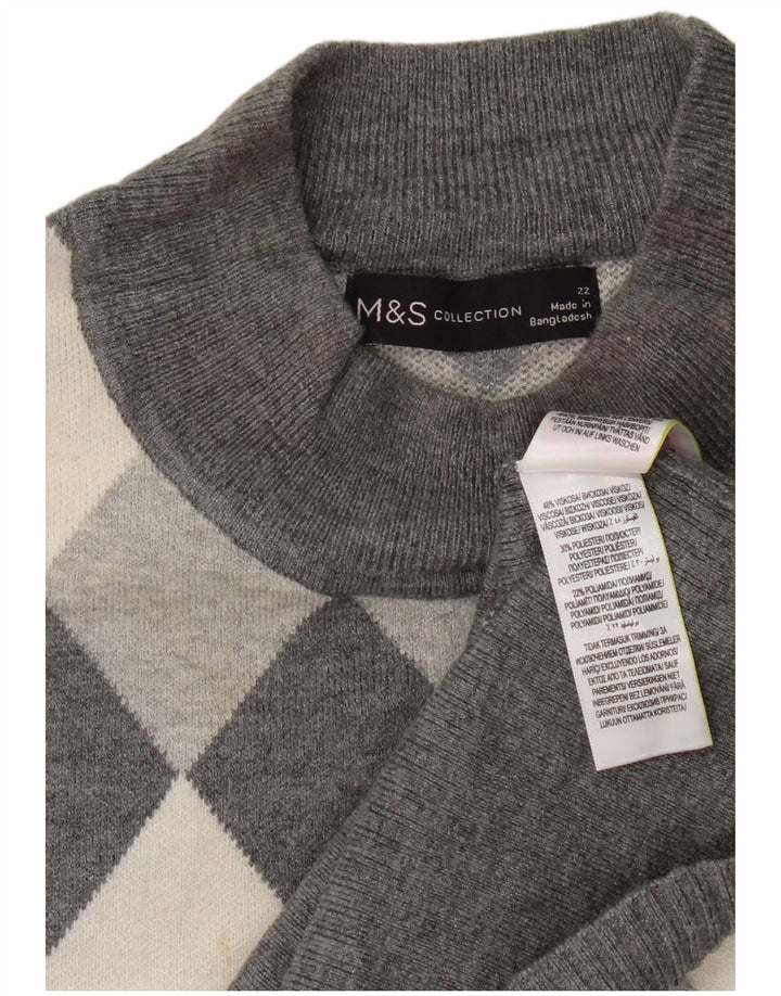 Женский джемпер с высоким воротником Marks & Spencer UK 22 3XL Серый
