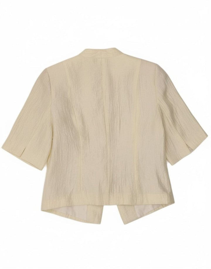 RENE Womens 1 Button Short Sleeve Blazer Jacket IT 42 Medium Off White