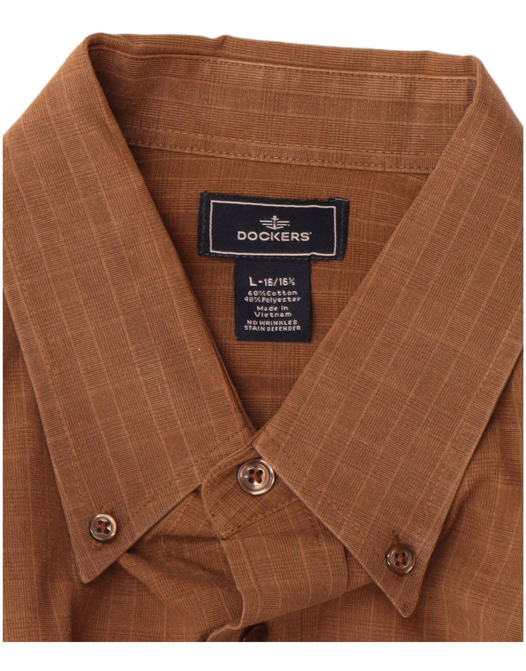 Мужская рубашка Dockers, размер 16 16 1/2, большая, коричневая, в мелкую клетку, хлопок