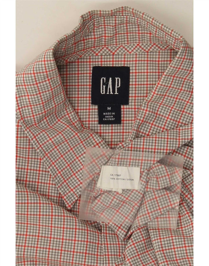 Мужская рубашка с коротким рукавом Gap, хлопковая клетка среднего серого цвета