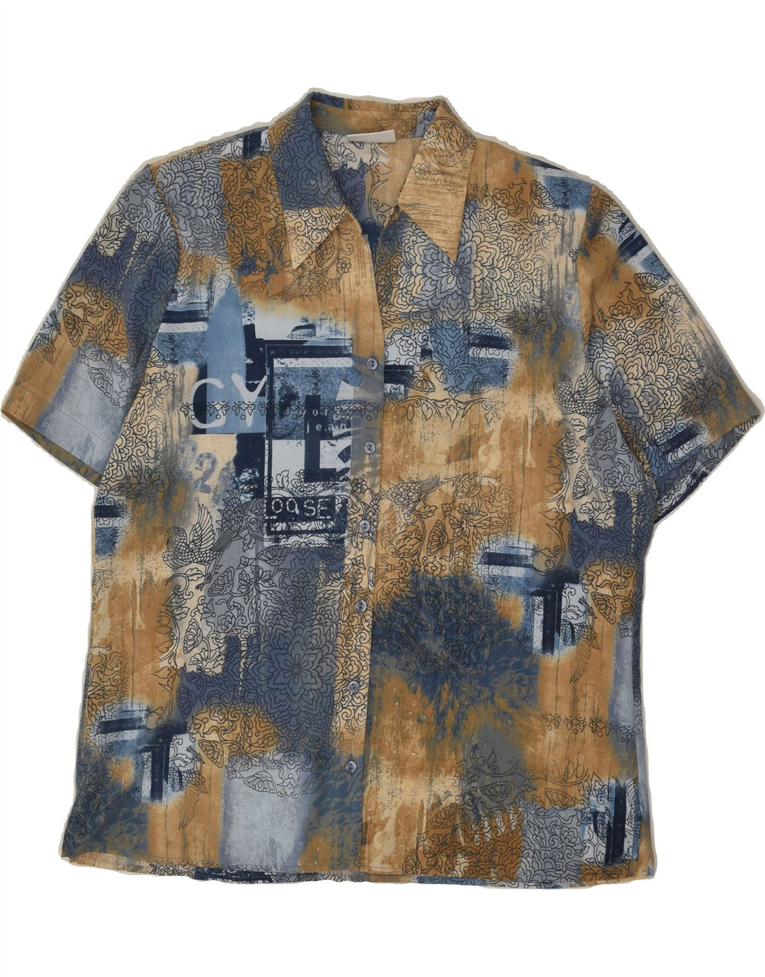 FRANKENWALDER Womens Short Sleeve Shirt EU 42 Large Navy Blue Floral | Vintage Frankenwalder | Thrift | Second-Hand Frankenwalder | Used Clothing | Messina Hembry 