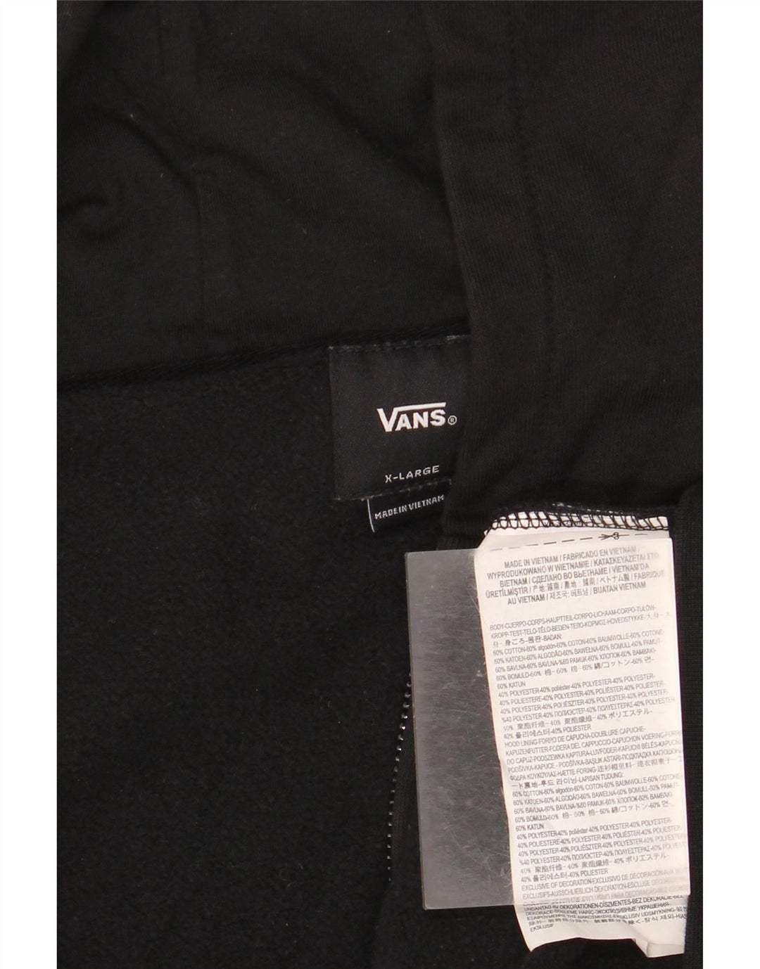 Женский свитер с капюшоном на молнии с графическим рисунком VANS UK 18 XL, черный хлопок