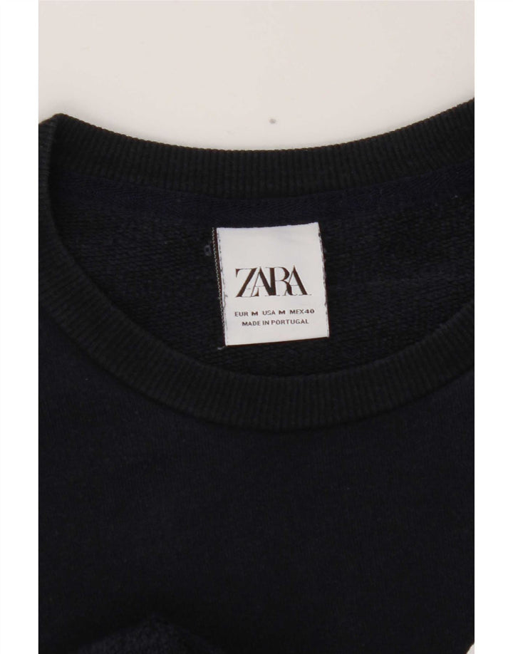 Мужской свитер с рисунком Zara, средний темно-синий