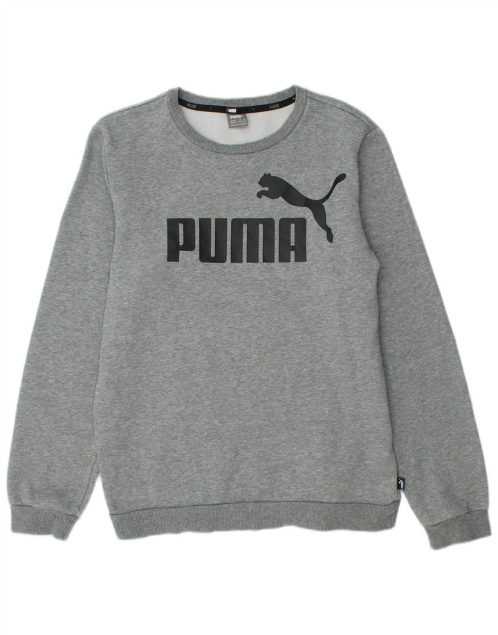 Джемпер с рисунком Puma для мальчиков 15-16 лет, серый в крапинку