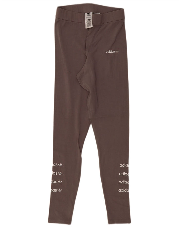 Женские леггинсы с рисунком ADIDAS UK 12, хлопок среднего серого цвета