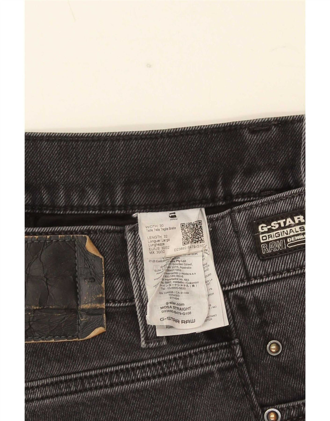 Мужские прямые джинсы G-Star W30 L32 Серые хлопковые