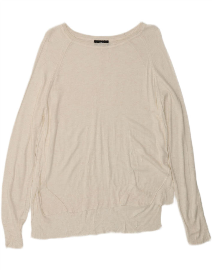 Женский свитер с вырезом «лодочка» ZARA UK 14, средний белый