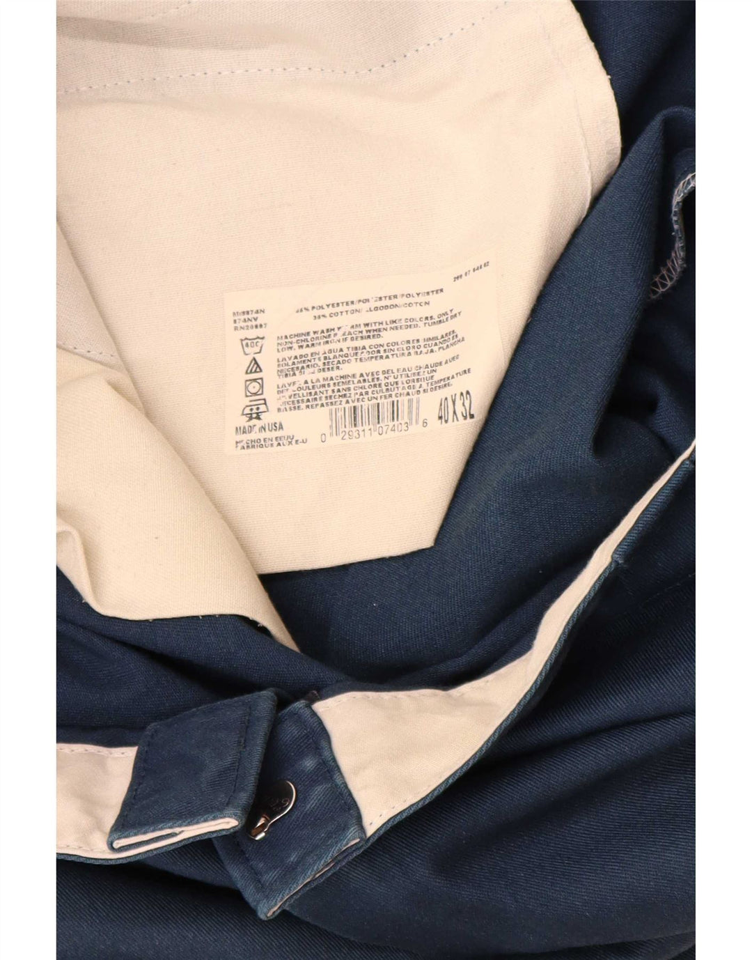 Мужские прямые брюки чинос Dickies W40 L32 темно-синие из полиэстера
