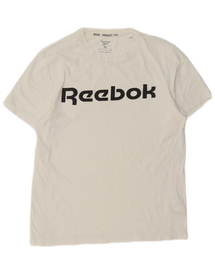 Мужская футболка с рисунком Reebok, средний белый хлопок, белый цвет