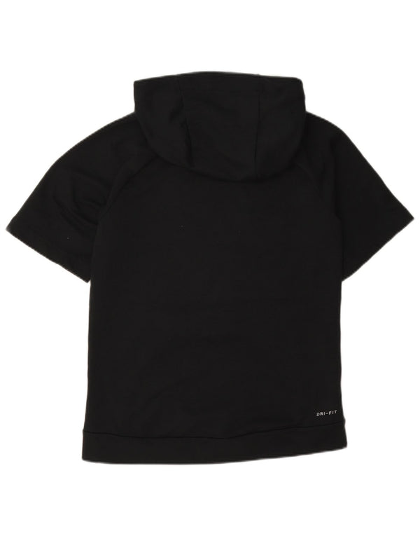 Женский джемпер с капюшоном с короткими рукавами Nike Dri Fit UK 14, большой черный полиэстер