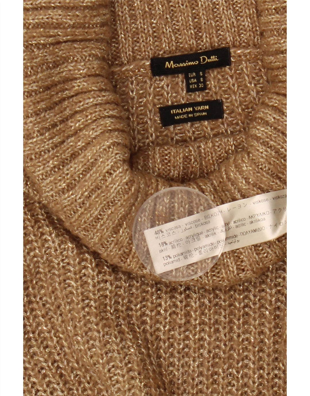Женский джемпер с высоким воротником Massimo Dutti UK 10, маленький бежевый в крапинку