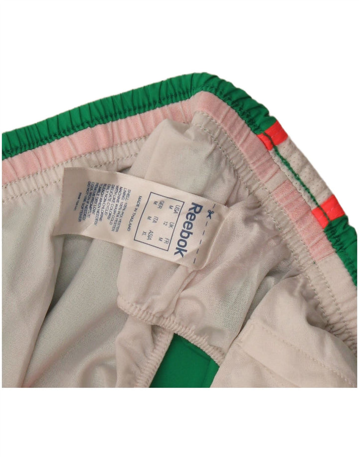 Женские спортивные шорты Reebok UK 12, средний зеленый, полиэстер с цветными блоками