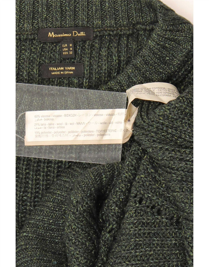 Женский свободный джемпер с круглым вырезом Massimo Dutti UK 14, средний хаки