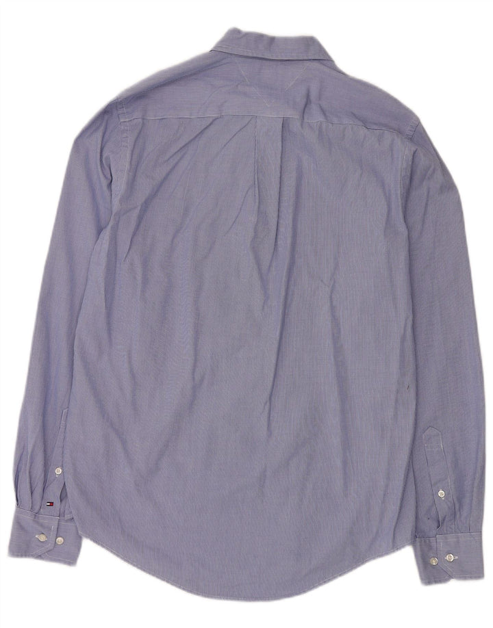 Tommy Hilfiger Мужская рубашка на заказ, маленькая синяя хлопковая классическая рубашка с узором «гусиные лапки»