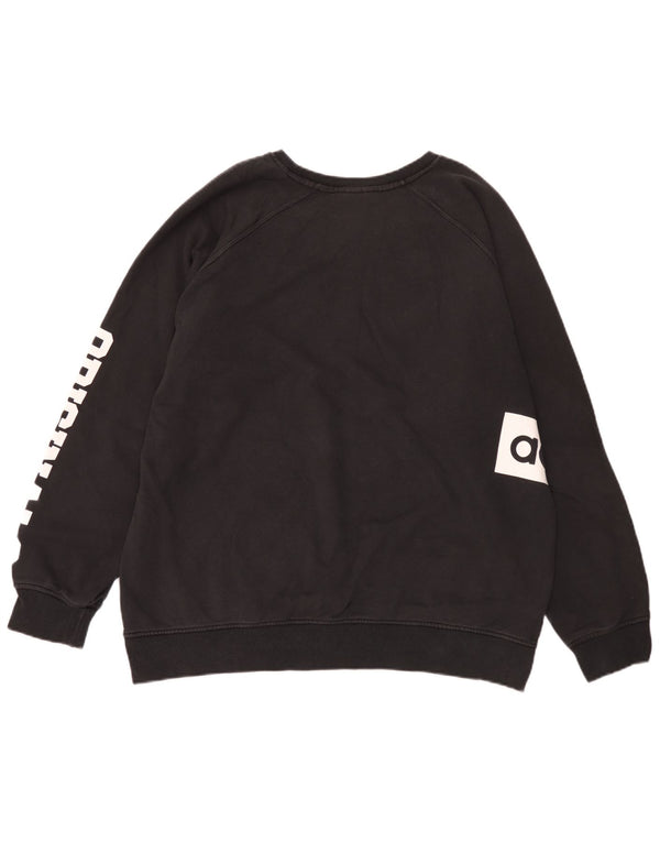 Adidas Mens Three Stripes Graphic Sweatshirt Jumper XL Black Cotton