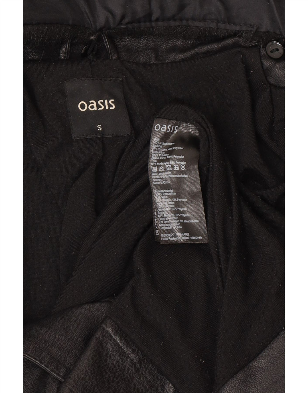 Мужская байкерская куртка из искусственной кожи Oasis UK 36, маленькая черная полиэтиленовая