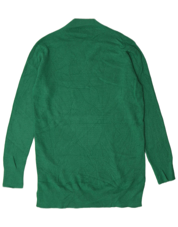 Женский удлиненный джемпер с v-образным вырезом MARKS & SPENCER UK 14, средний зеленый цвет