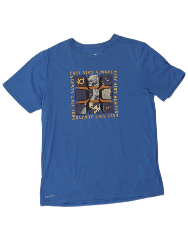 Футболка с рисунком Nike Dri Fit для мальчиков, топ 15–16 лет, XL, синий хлопок