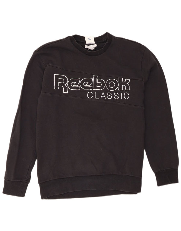 Женский классический свитер с рисунком Reebok UK 18 XL, черный хлопок
