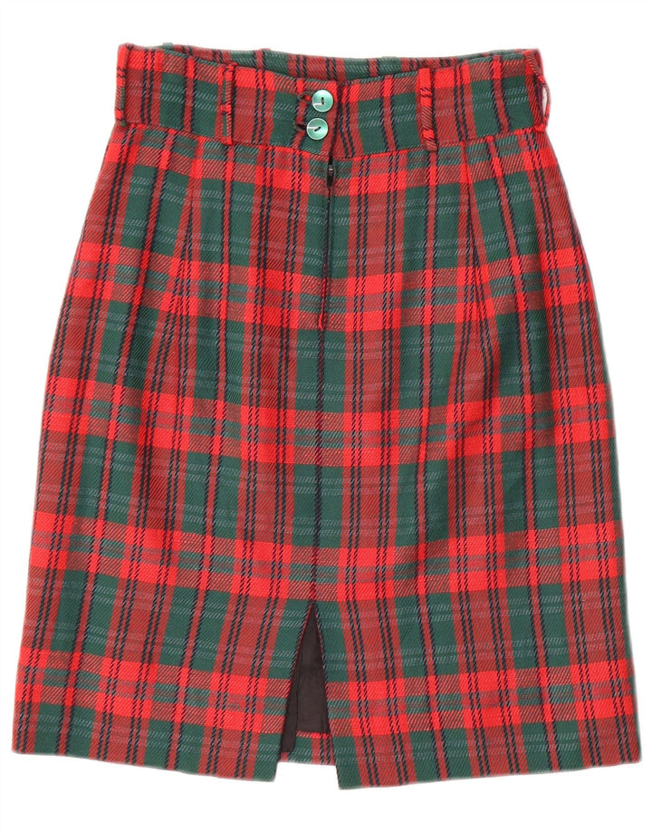 VINTAGE Womens Straight Skirt W28 Medium Red Check