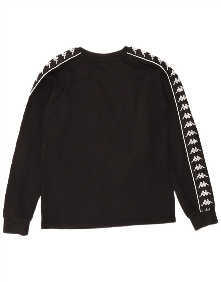 KAPPA Boys Graphic Sweatshirt Jumper 13-14 Years Black Cotton