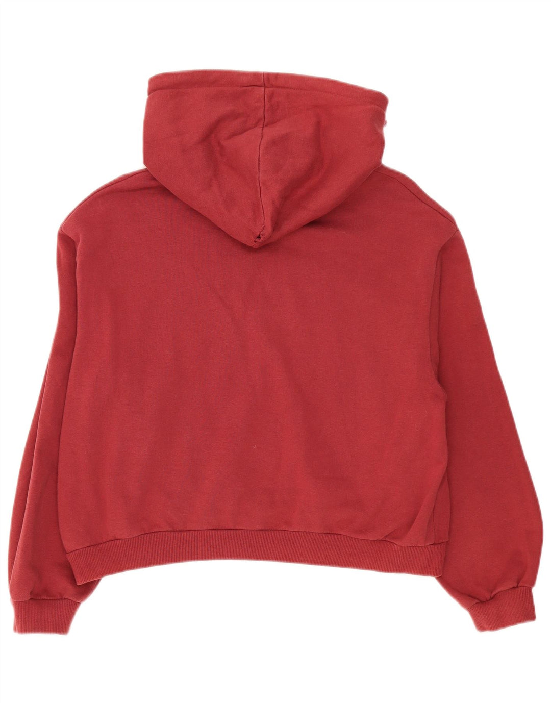 Женский укороченный джемпер с капюшоном и рисунком Pull & Bear UK 14, средний красный