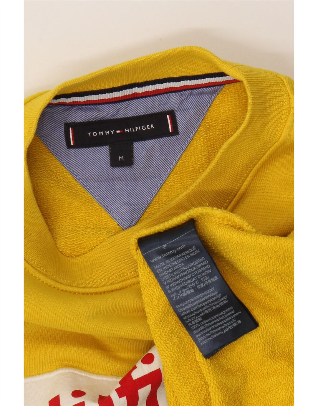Мужской свитшот с рисунком Tommy Hilfiger, хлопковый джемпер среднего желтого цвета