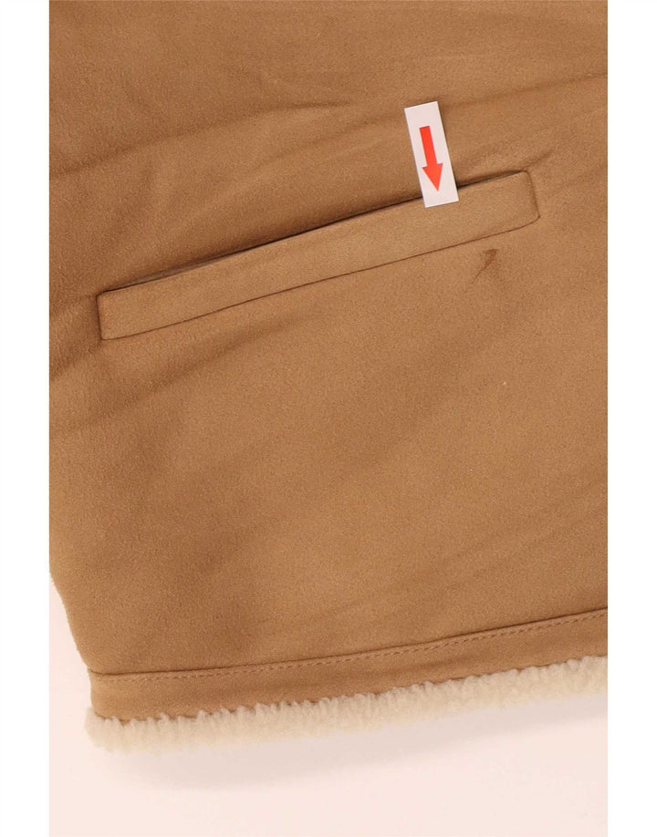 Женская куртка оверсайз из шерпы Zara UK 6 XS, коричневый полиэстер
