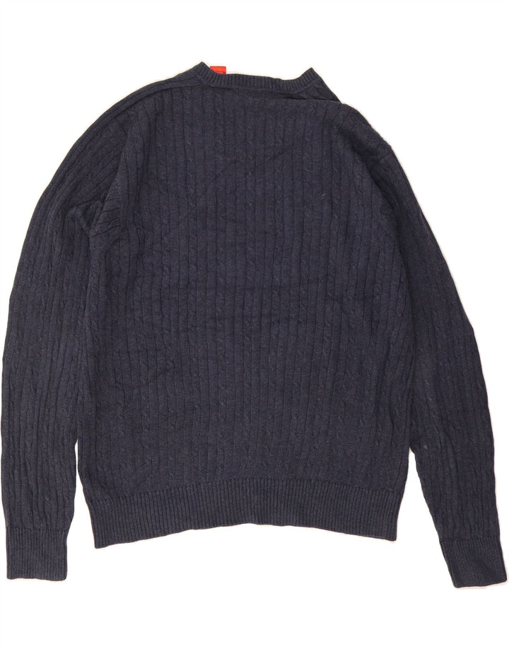 IZOD Mens V-Neck Jumper Sweater Large Navy Blue Cotton Vintage Izod and Second-Hand Izod from Messina Hembry 