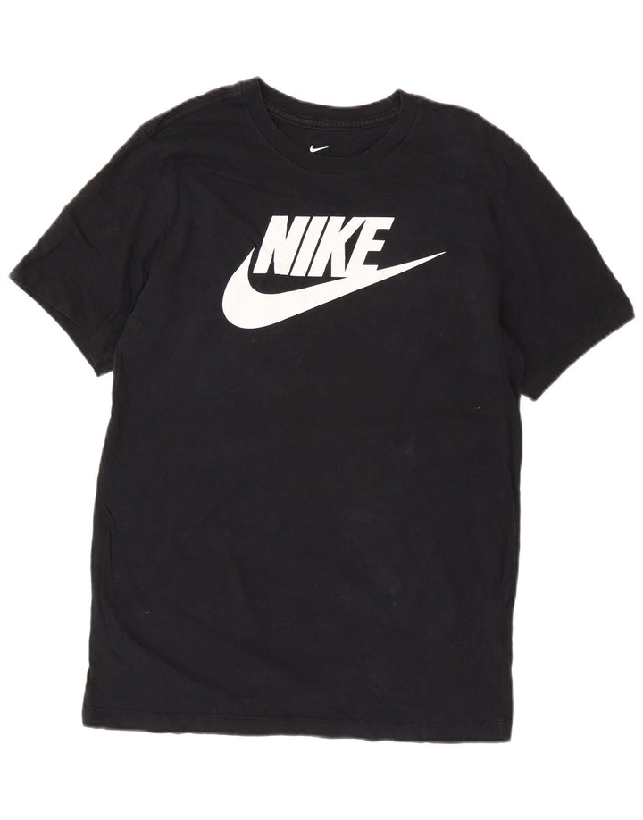 Мужская футболка с рисунком NIKE, средний черный хлопковый топ