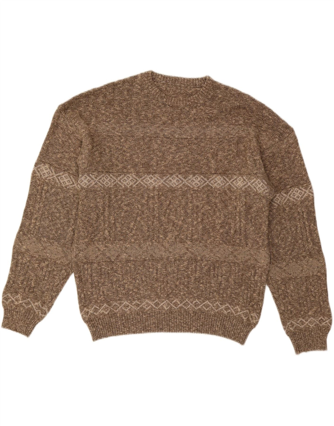 VINTAGE Мужской свитер с круглым вырезом IT 56 2XL Коричневый в полоску