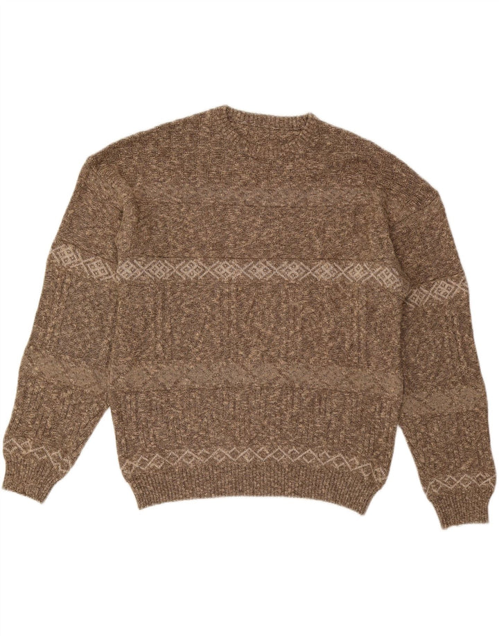 VINTAGE Мужской свитер с круглым вырезом IT 56 2XL Коричневый в полоску