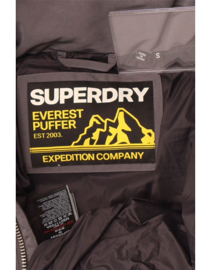 Мужская утепленная куртка с капюшоном Superdry UK 36, маленький серый полиэстер