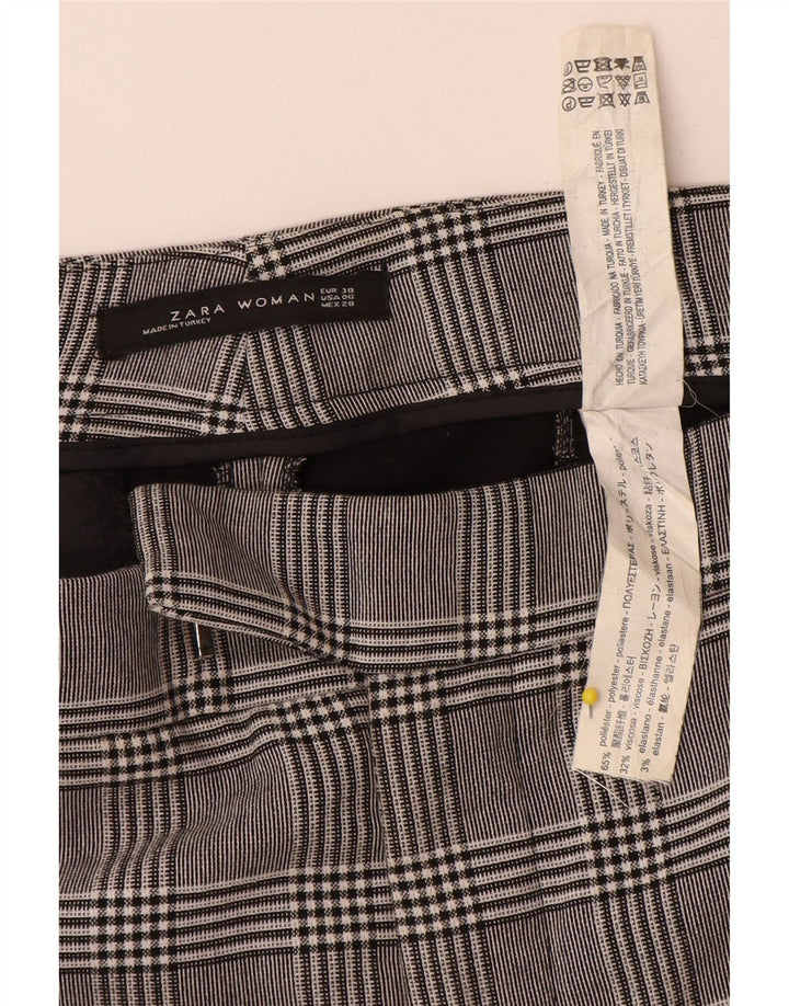 Женские прямые костюмные брюки Zara EU 38, маленькие W32 L26, серые, полиэстер в клетку