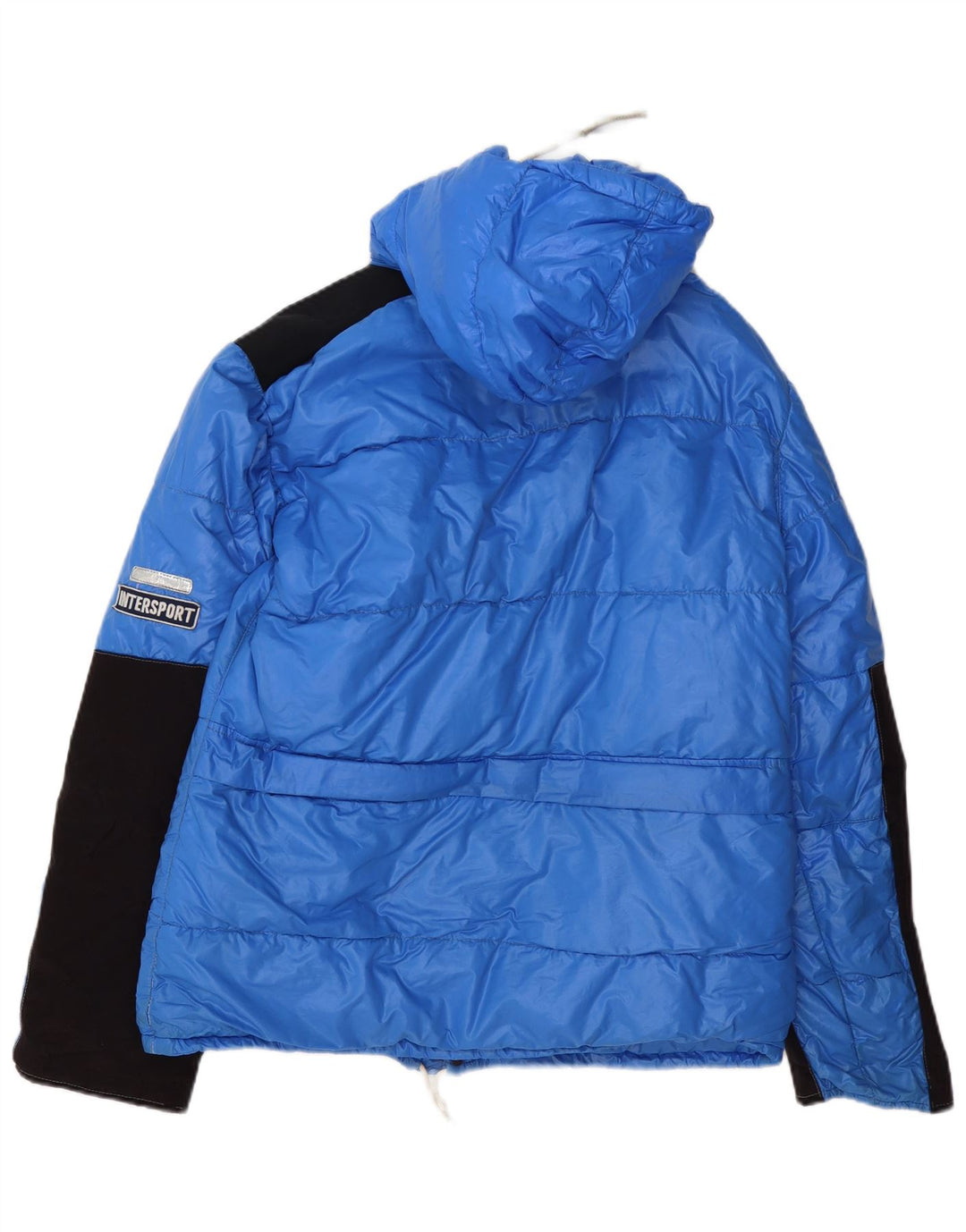 Винтажная мужская утепленная куртка с капюшоном IT 50, большая синяя, полиамид с цветными блоками