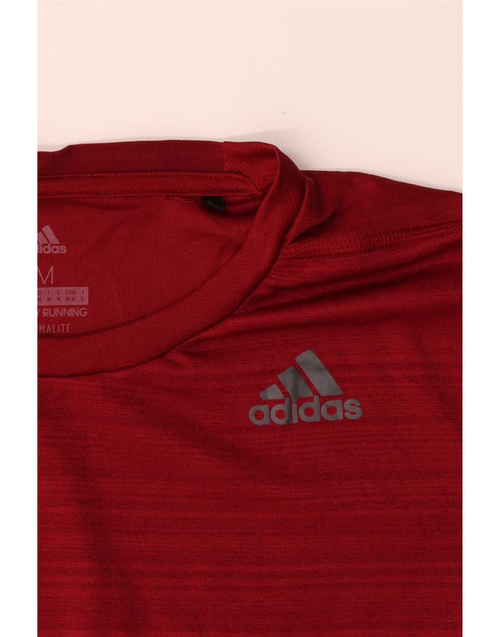 Мужская футболка Adidas Climalite, верх из полиэстера в красную полоску среднего размера