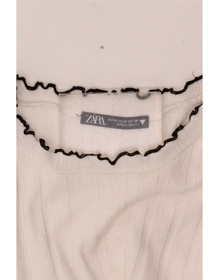 Женская футболка Zara Top UK 12 Medium White