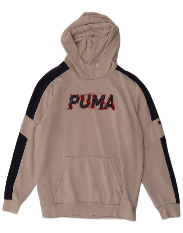 Мужской джемпер с капюшоном Puma, большой серый, хлопок с цветными блоками